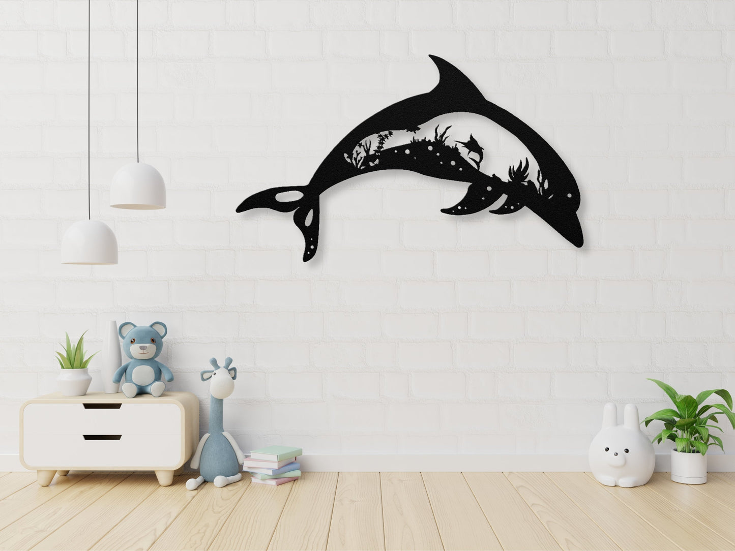 Custom Metal Dolphin with Sea Creatures Wall Art - Metal Sign Art - Wall Decor Metal Art - Metal Signs For Home