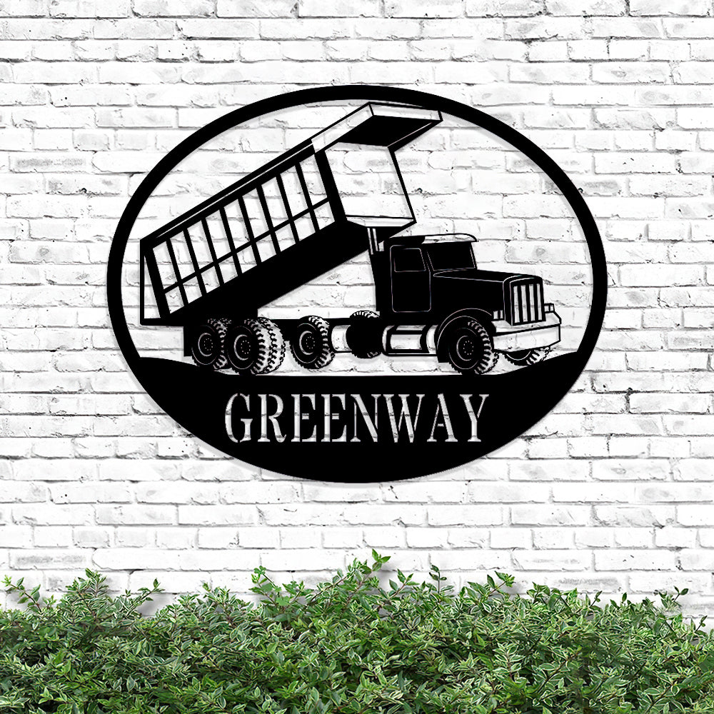 Custom Metal Dump Truck Sign - Dump Truck Monogram - Metal Construction Signs - Heavy Equipment Operator Gifts