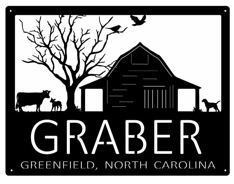 Custom Metal Farm Sign - Barn Cow Calf Birds Flying Metal Sign Metal Wall Art - Metal Farm Signs - Farmer Gifts