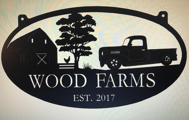 Custom Metal Farm Sign Barn Old Truck With Your Name Metal Wall Art Metal House Sign