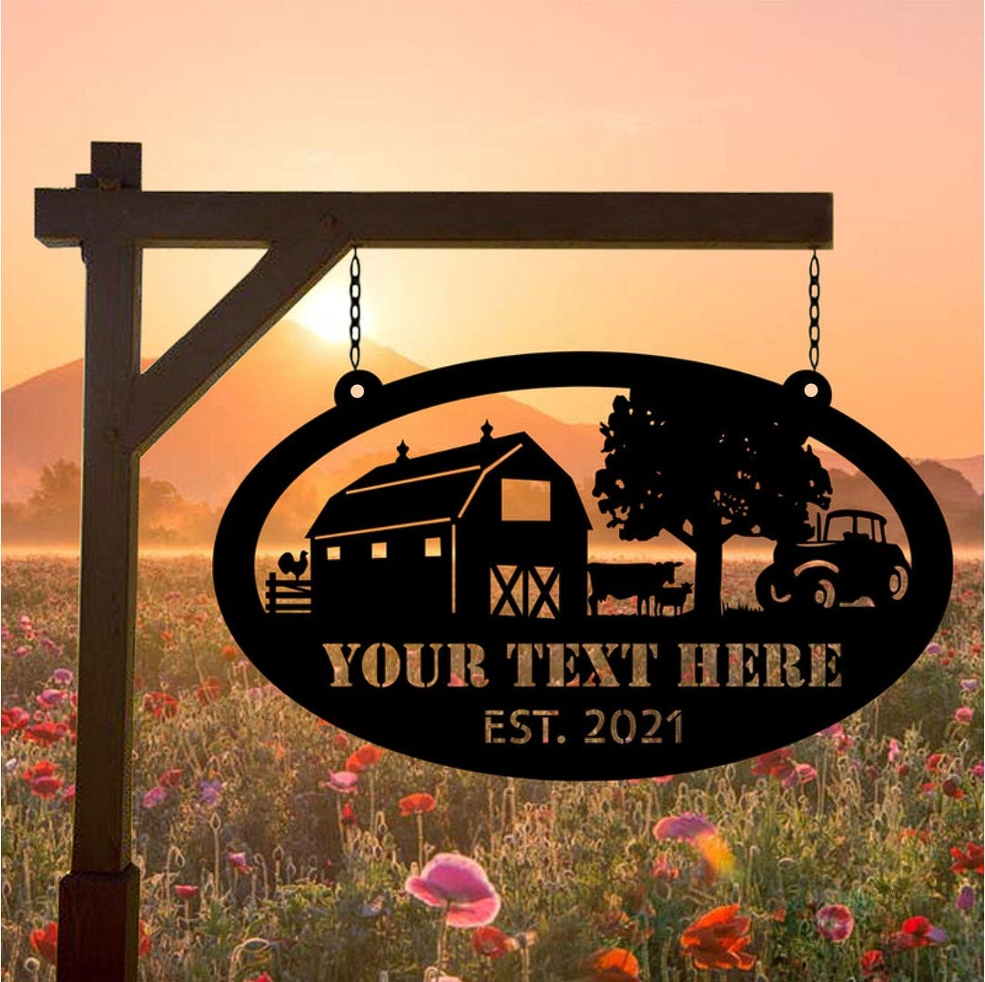 Custom Metal Farm Sign Barn Tractor Cow Cattle Ranch Sign Barn Sign Farmhouse Decor Farmer Gift Farm Tractor Metal Animals Sign