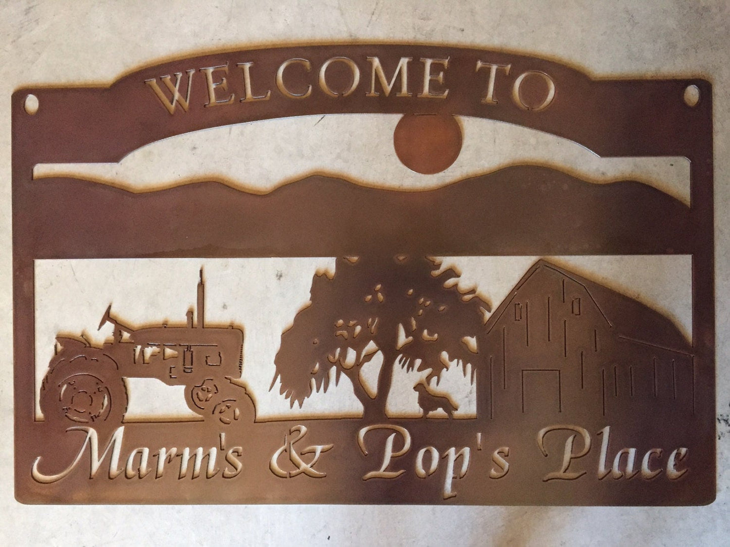 Custom Metal Farm Sign Mountain Tractor Barn Sign Metal Wall Art Metal House Sign