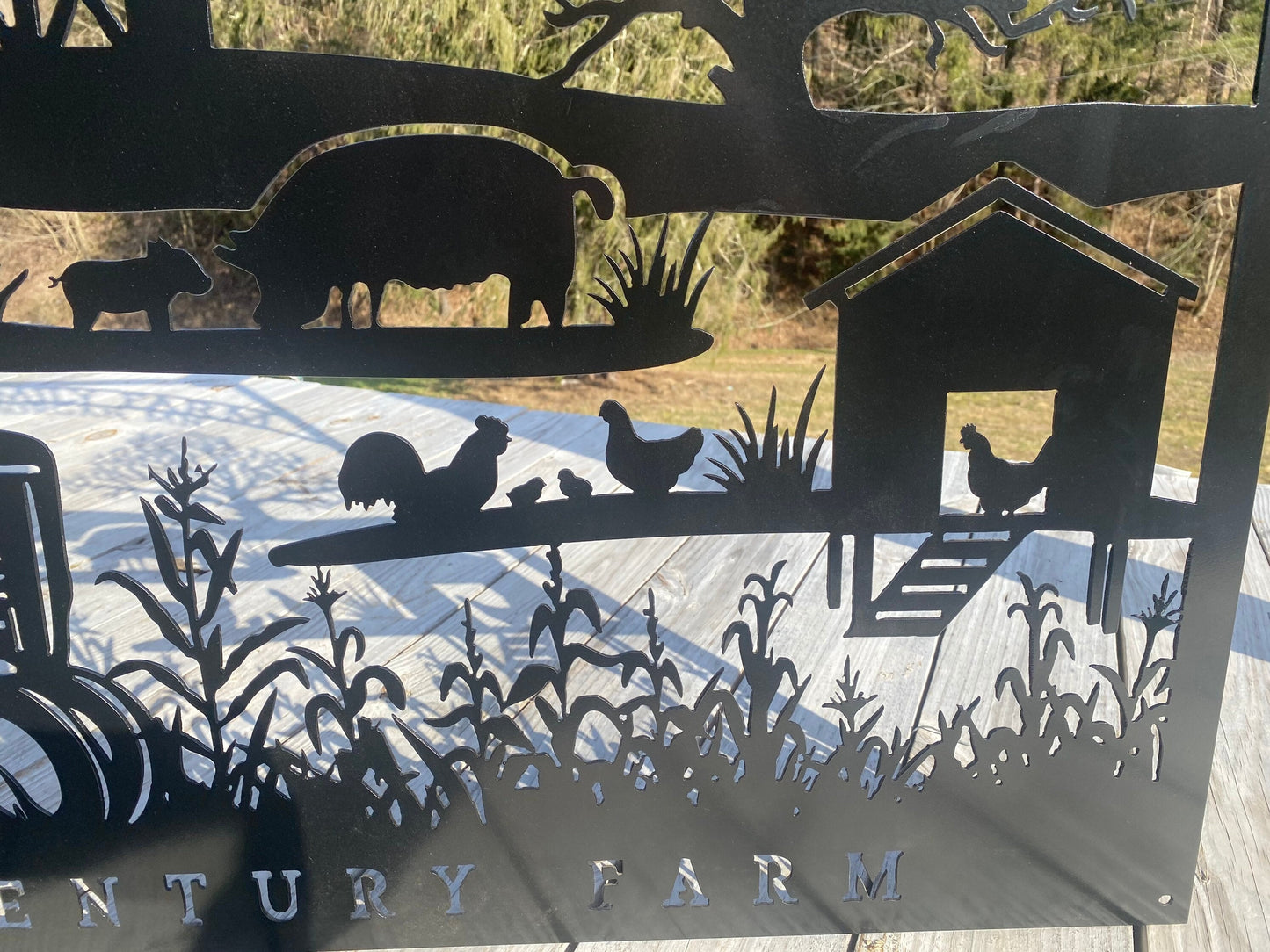 Custom Metal Farm Sign With Chicken Coop And Tractor - Farm House Decor - Large Metal Farm Signs
