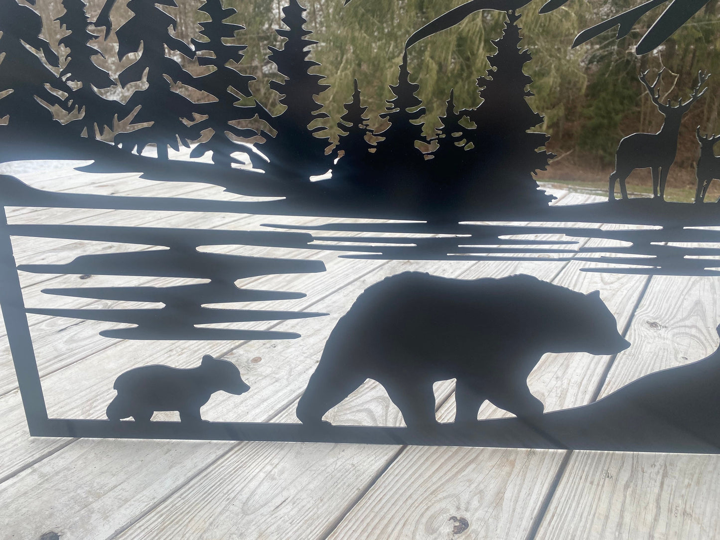 Custom Metal Farm Sign With Lake And Mountains - Farm House Decor - Large Metal Farm Signs