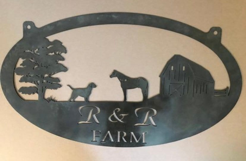 Custom Metal Farm Signbarnhorse Dog Sign Metal Wall Art Metal House Sign