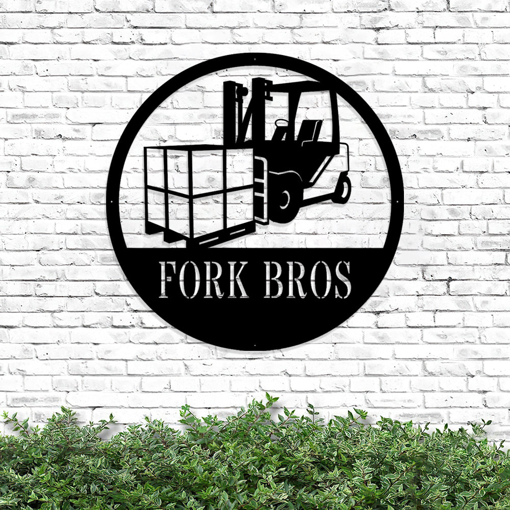 Custom Metal Forklift Sign - Forklift Monogram - Metal Construction Signs - Heavy Equipment Operator Gifts