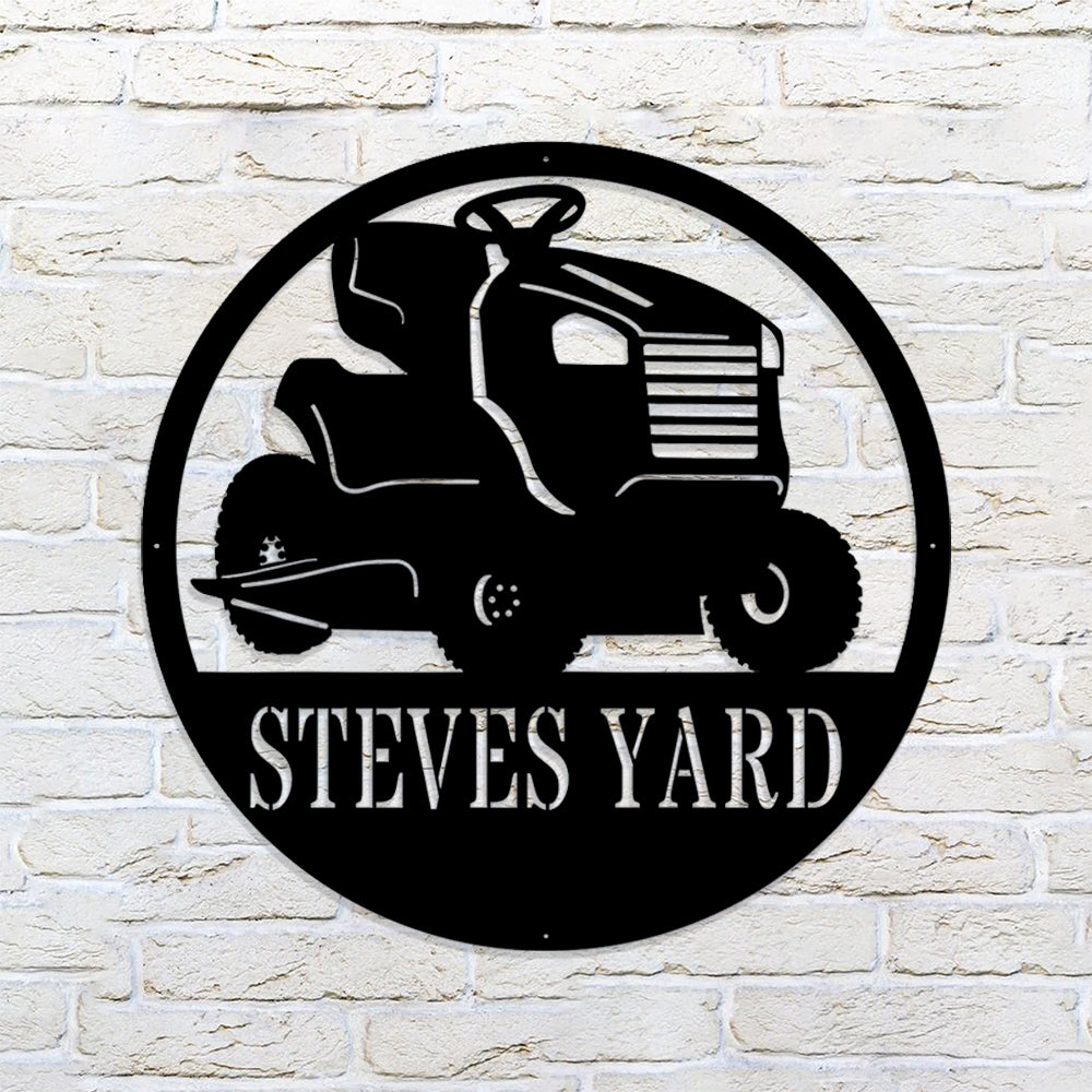 Custom Metal Lawn Mower Sign - Lawn Mower Monogram - Metal Construction Signs - Heavy Equipment Operator Gifts