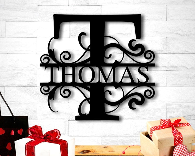 Custom Metal Name Sign - Split Letter Name Sign - Personalized Last Name Sign - Door Hanger - Outdoor Metal Sign