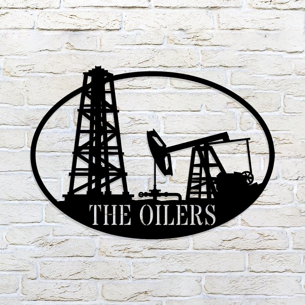 Custom Metal Oil Rig Sign - Oil Rig Monogram - Personalized Metal Name Sign - Driller Gift