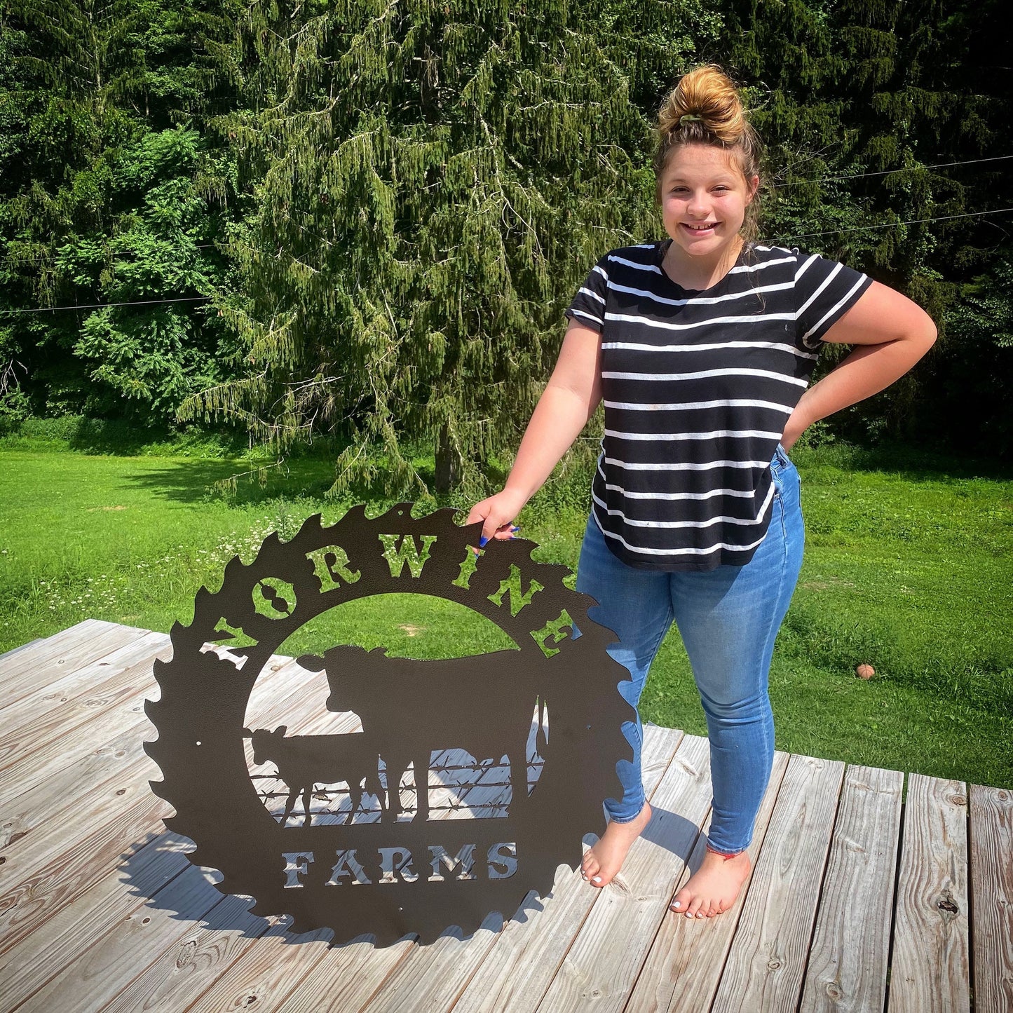 Custom Metal Saw Blade Farm Sign - Farm House Decor - Large Metal Farm Signs