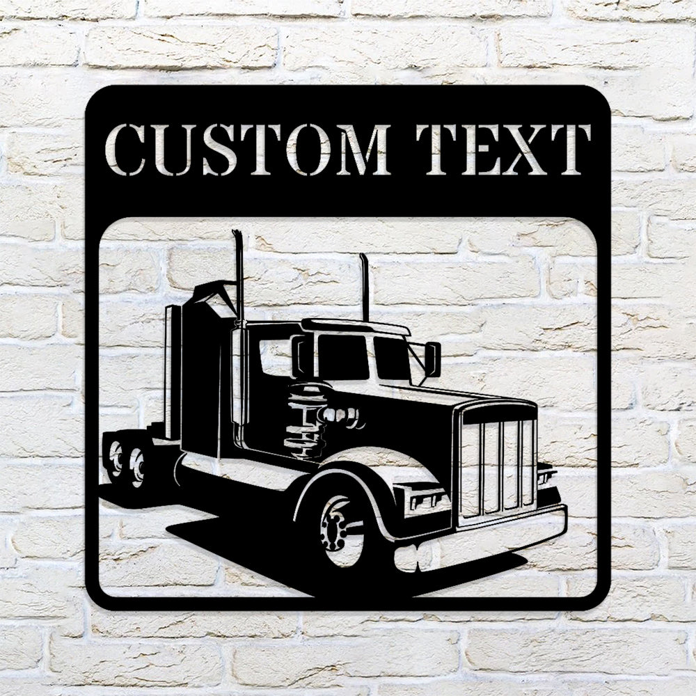 Custom Metal Semi Truck Wall Art - Semi Truck Monogram - Metal Construction Signs - Heavy Equipment Operator Gifts