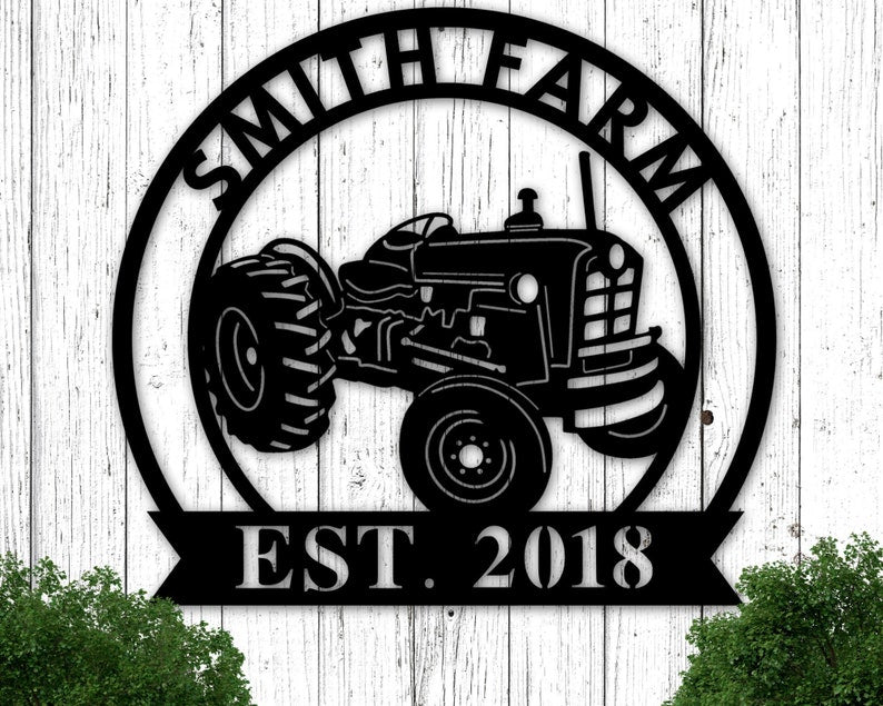 Custom Metal Tractor Sign - Farm Metal Sign - Family Last Name Metal Sign - Farm Door Hanger - Outdoor Metal Sign