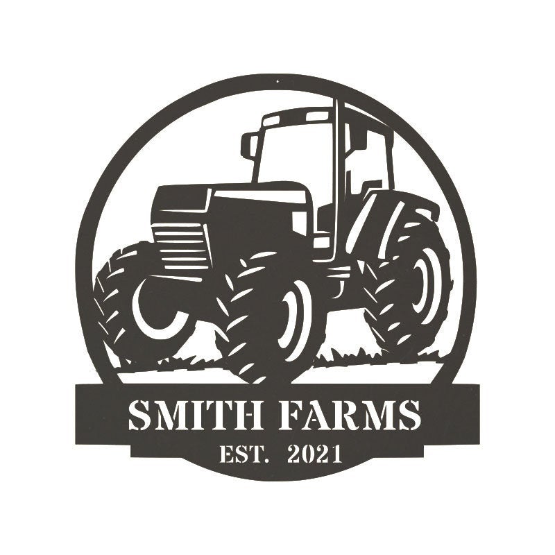 Custom Metal Tractor Sign Monogram Farm Sign Metal Name Sign Door Hanger Housewarming Gift Wedding Monogram Anniversary Outdoor