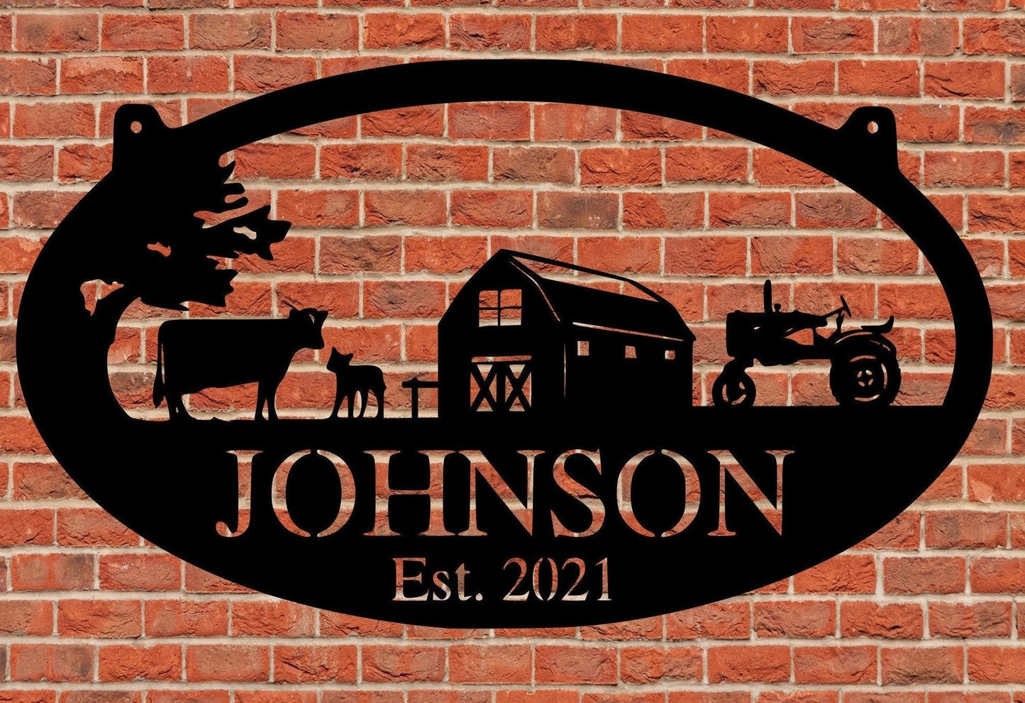 Custom Monogram Metal Sign Farm Ranch Barn Personalized Wedding Housewarming Weatherproof Metal Wall Art Metal Letter