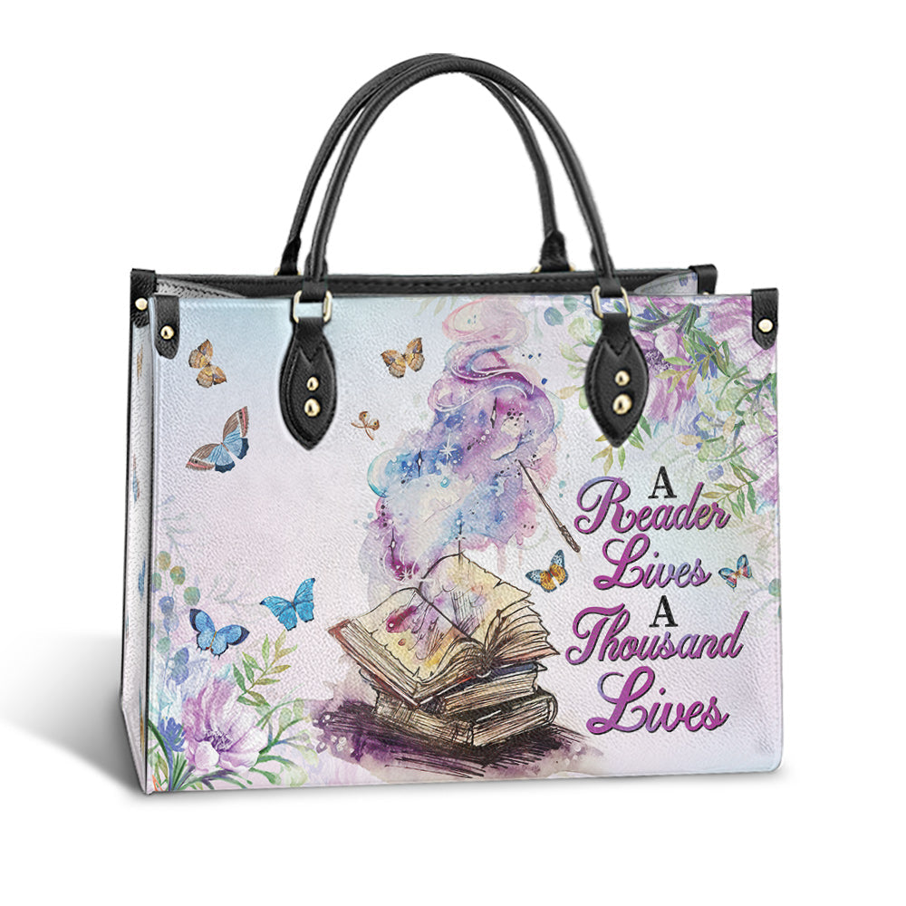 Custom Name Book A Reader Lives A Thousand Lives Leather Bag - Women's Pu Leather Bag - Best Mother's Day Gifts