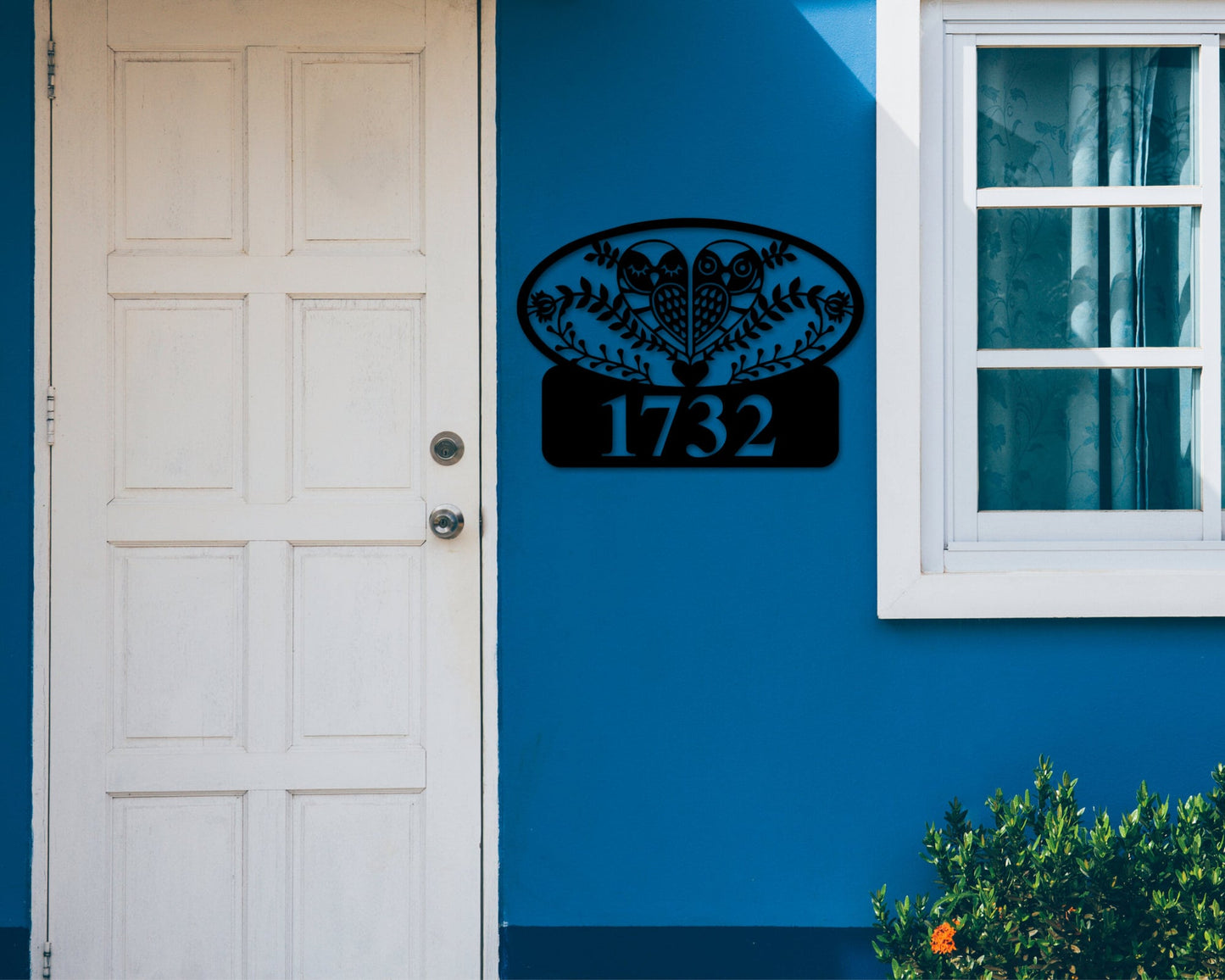 Custom Owl Address Sign - Owl Decor - Farmhouse Decor - Owl Wall Hanging - Owl And Flower Decor - Owl Wall Art Metal Address Sign