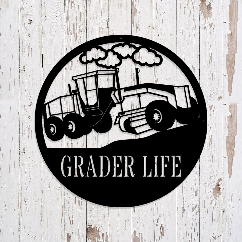 Custom Road Grader Metal Sign - Metal Construction Signs - Heavy Equipment Operator Gifts