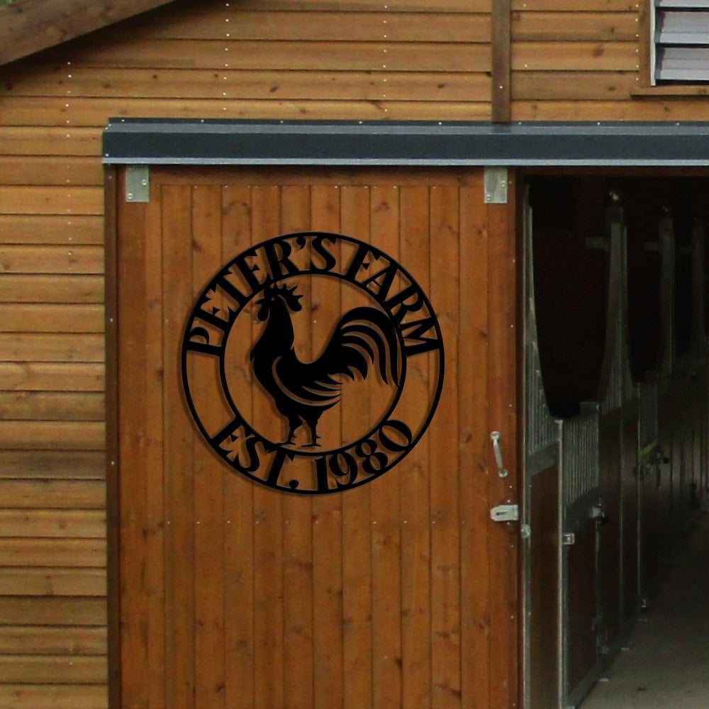 Custom Rooster Farm Metal Sign - Personalized Metal Farm Signs - Metal Farm Signs - Farmer Gifts