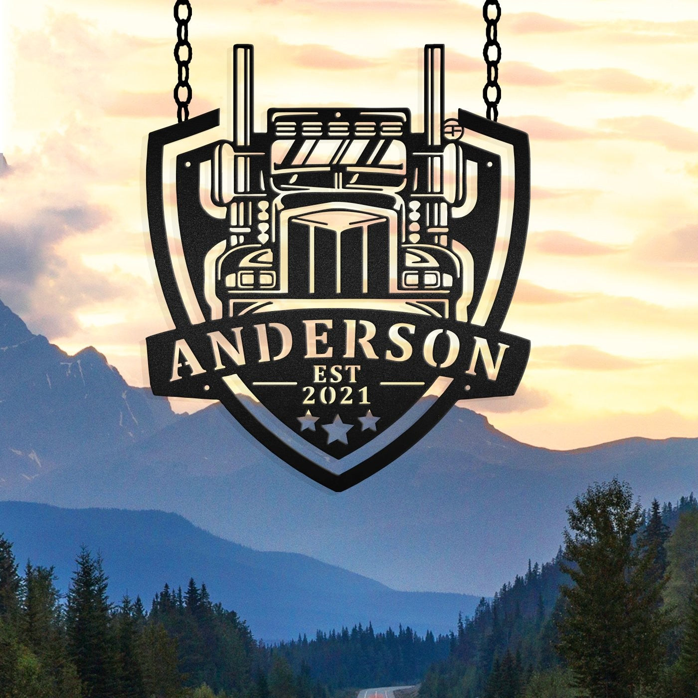 Custom Semi-trailer Front View Vehicle Metal Sign - Metal Decor Wall Art - Heavy Equipment Operator Gifts