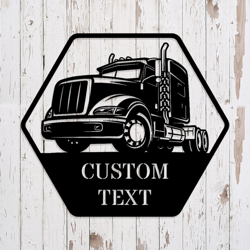 Custom Semi Truck Monogram - Semi Truck Metal Sign - Metal Construction Signs - Heavy Equipment Operator Gifts