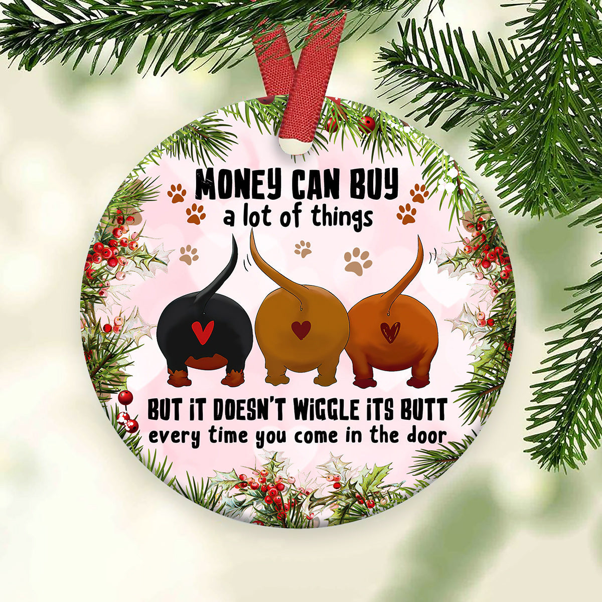 Dachshund Circle Ornament - Christmas Ornament - Ciaocustom