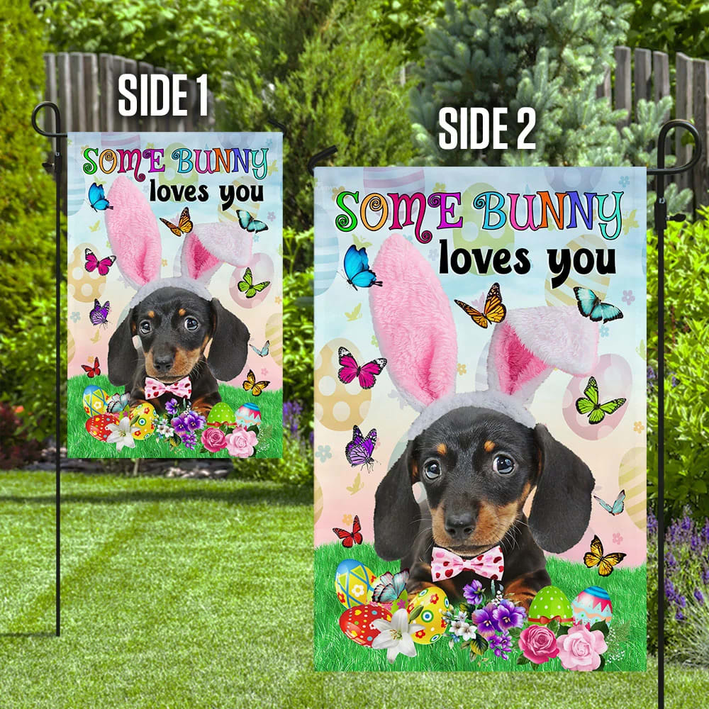Dachshund Easter Some Bunny Loves You House Flag - Happy Easter Garden Flag - Decorative Easter Flags