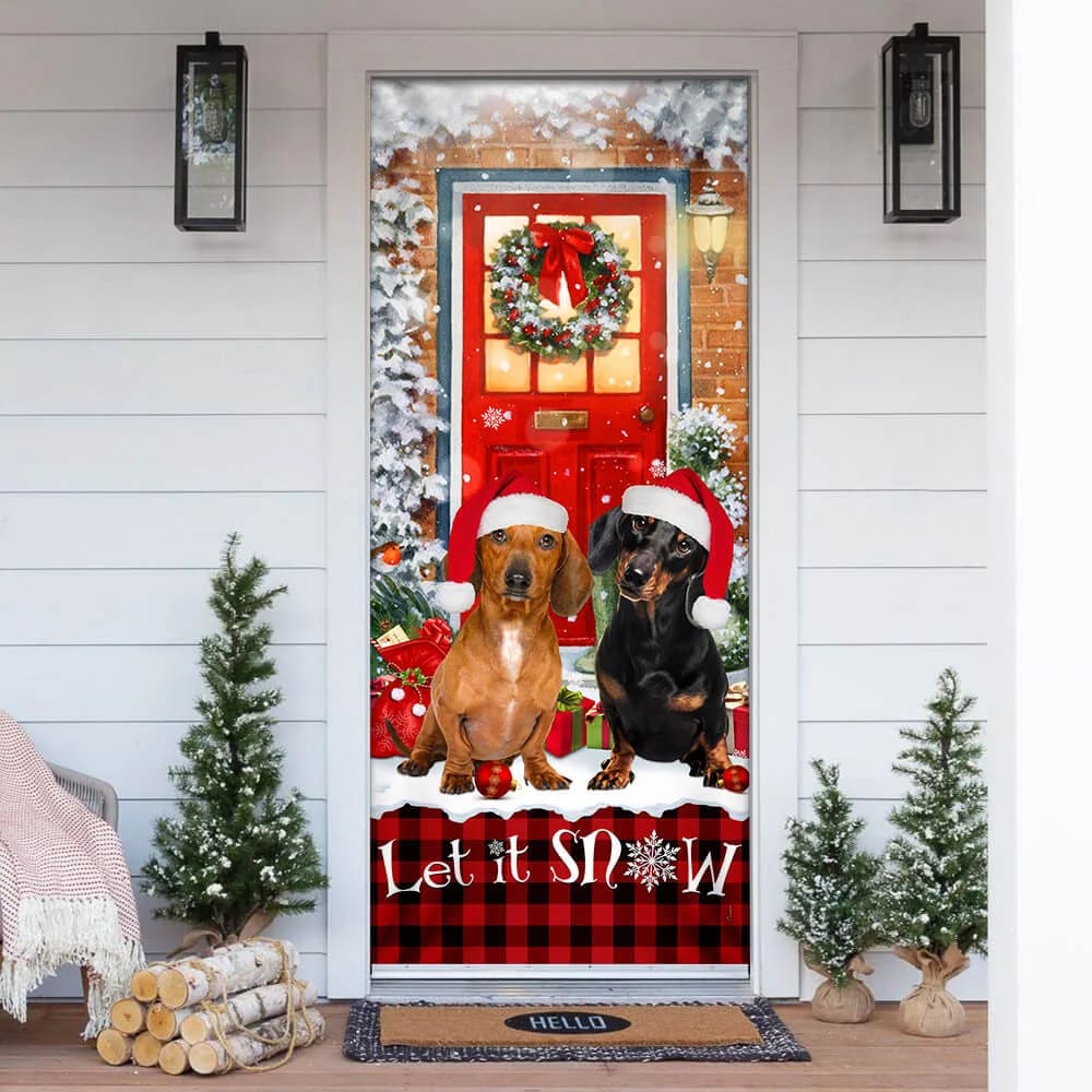 Dachshunds Christmas Door Cover - Dachshund Lover Gifts - Door Christmas Cover