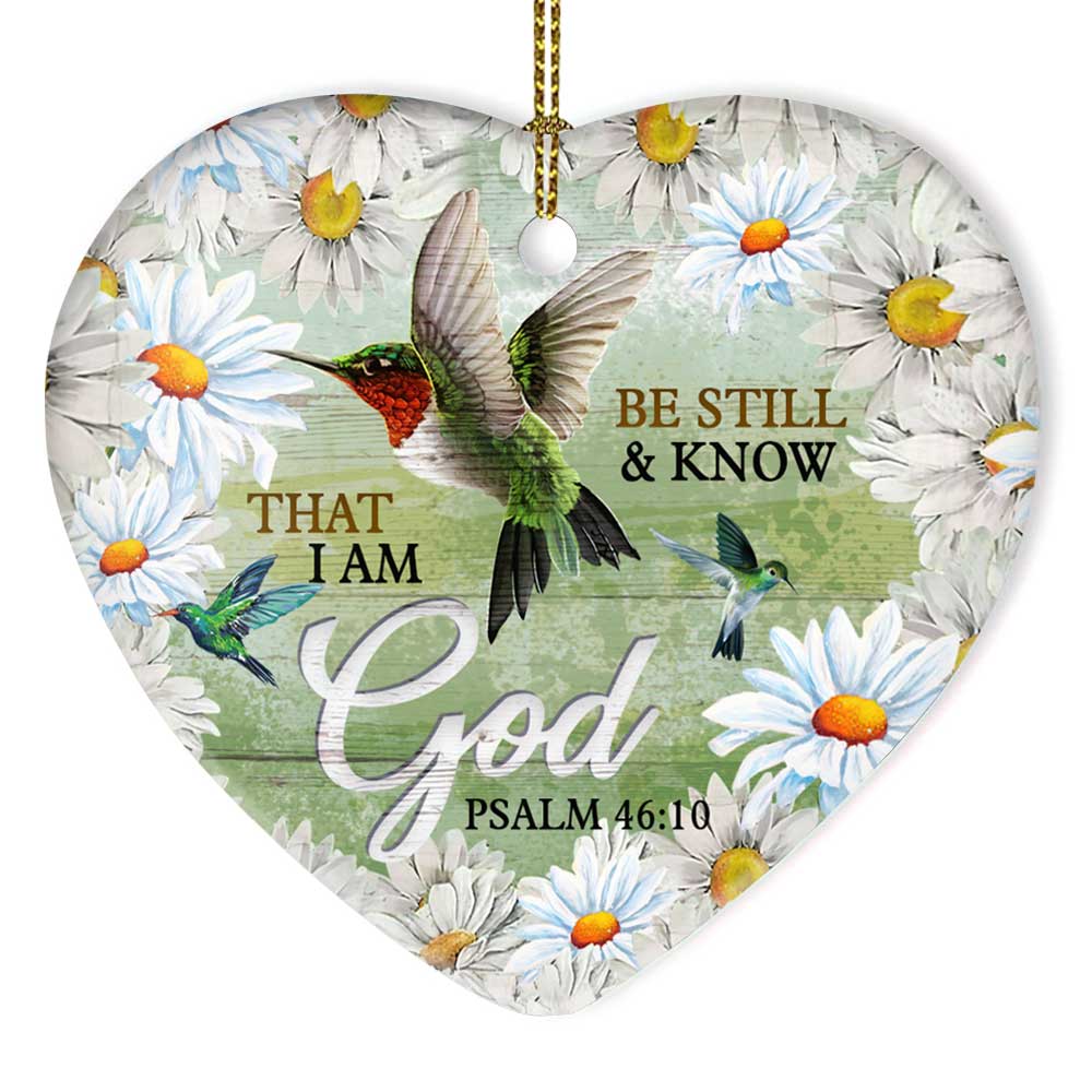 Daisy Hummingbird Faith Heart Ceramic Ornament - Christmas Ornament - Christmas Gift