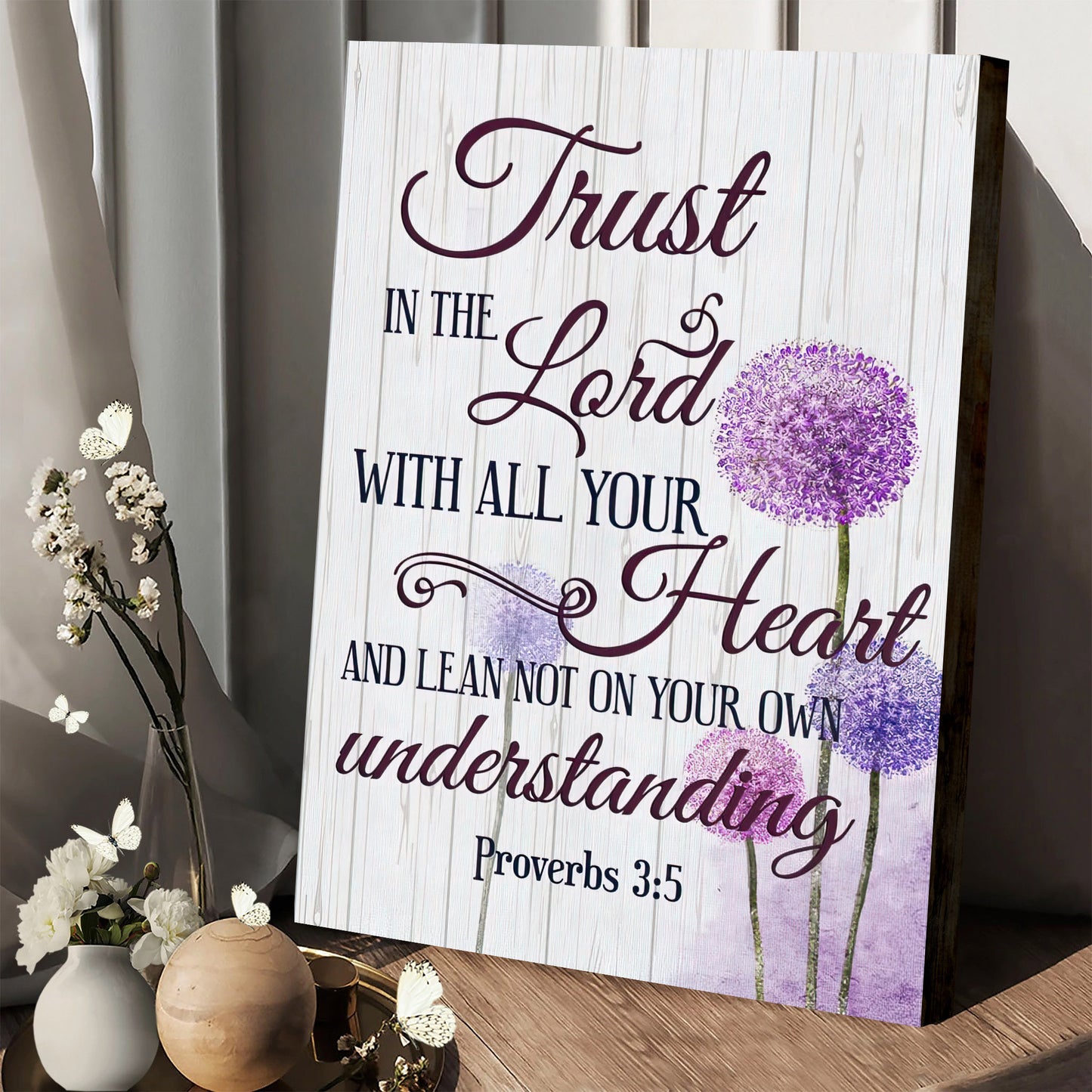 Dandelion Trust In The Lord With All Your Heart Proverbs 35 Canvas Art Bible Verse Wall