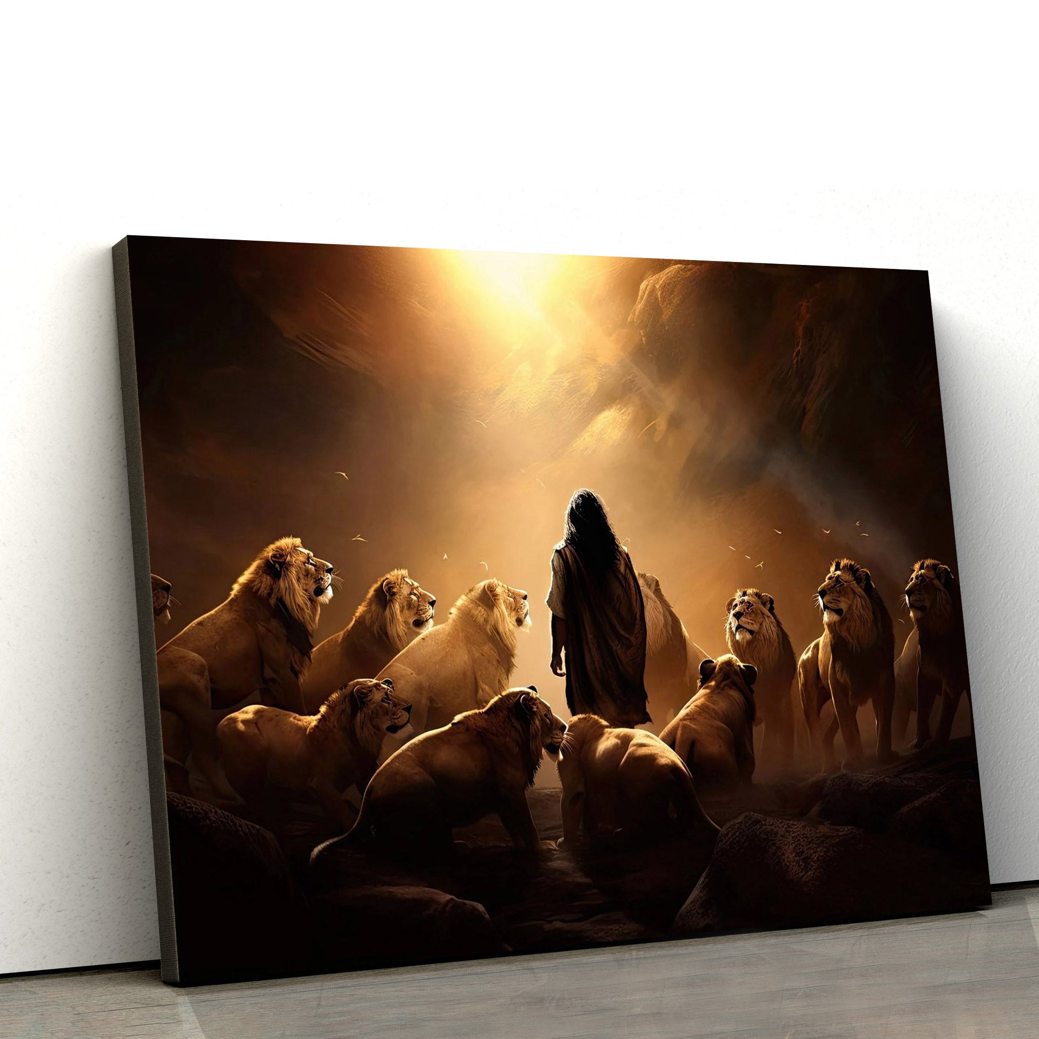 Daniel In The Lion Den Jesus Bible Art - Canvas Pictures - Jesus Canva