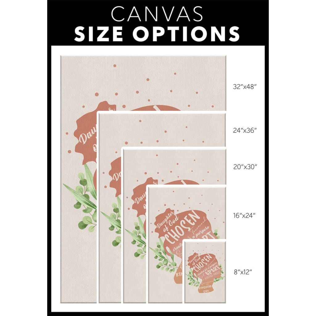 Daughter Of God Chosen And Treasured Canvas Wall Art - Christian Canvas Prints - Bible Verse Canvas