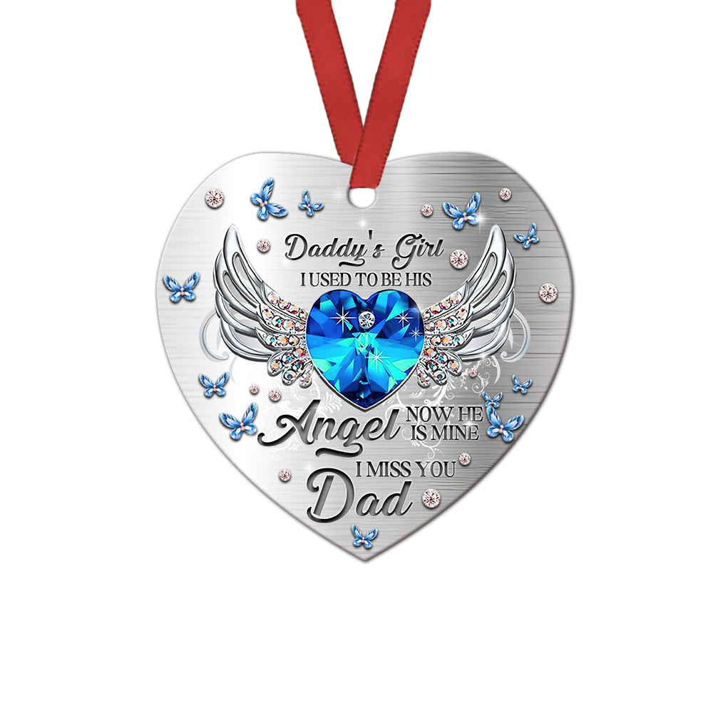 Daughter To Her Daddy With Wings Heart Ceramic Ornament - Christmas Ornament - Christmas Gift