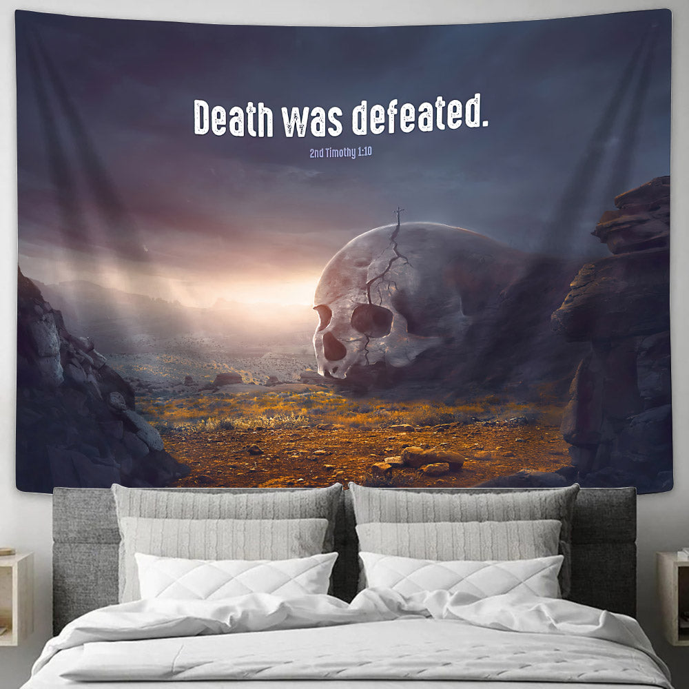 Death Was Defeated 2nd Timothy 1 10 - Religious Tapestry - Tapestry Wall Hanging