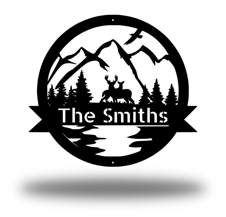 Deer Metal Sign -Deer Antler Decor -Deer Hunter Gift -Deer Camp Sign -Christmas Gift For Him -Deer Name Metal Sign -Fathers Day Gift