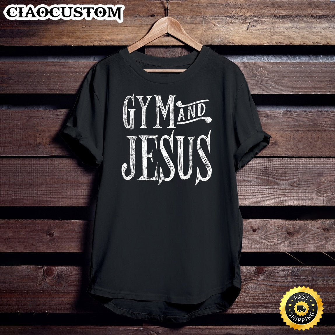 Distressed Gym And Jesus Christian Workout T-Shirt - Christian Shirt