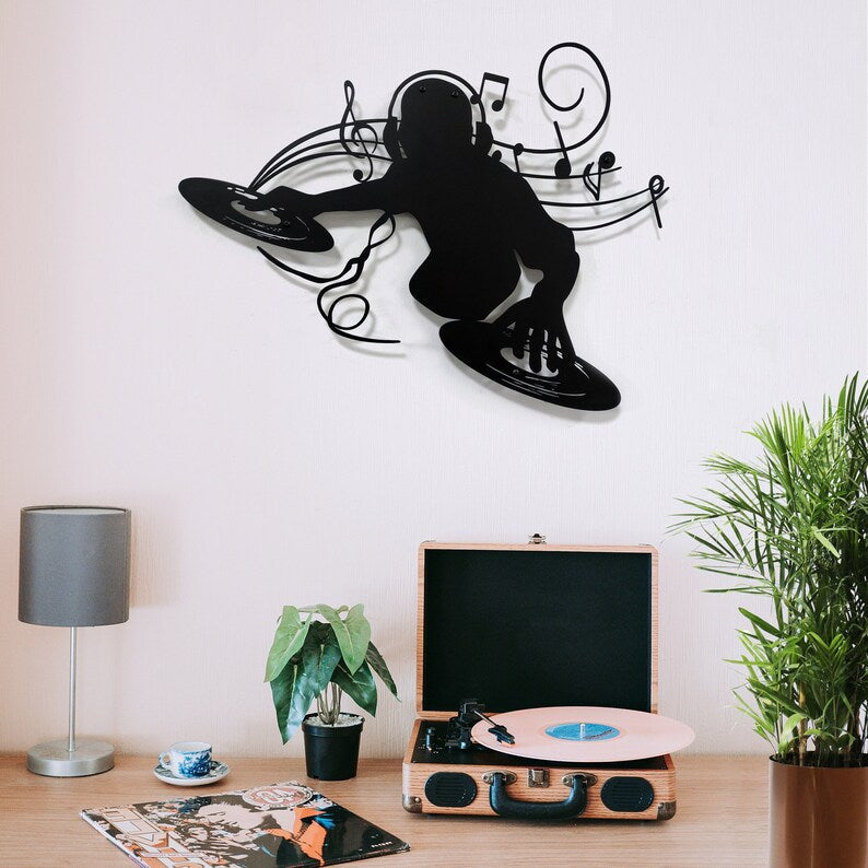 Dj Metal Wall Art - Music Decor - Wall Decor Metal Art - Metal Signs For Home - Teen Room Decor