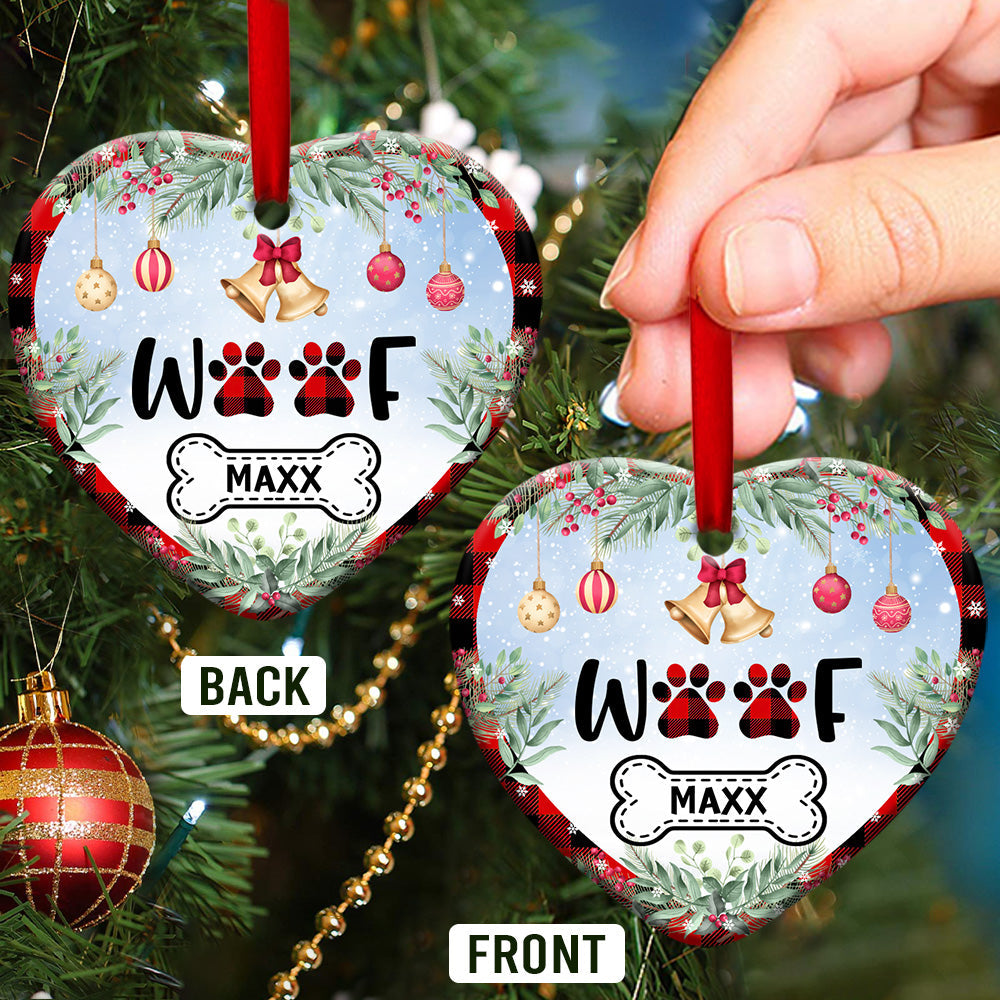 Dog Lover Woof Heart Ceramic Ornament - Christmas Ornament - Christmas Gift