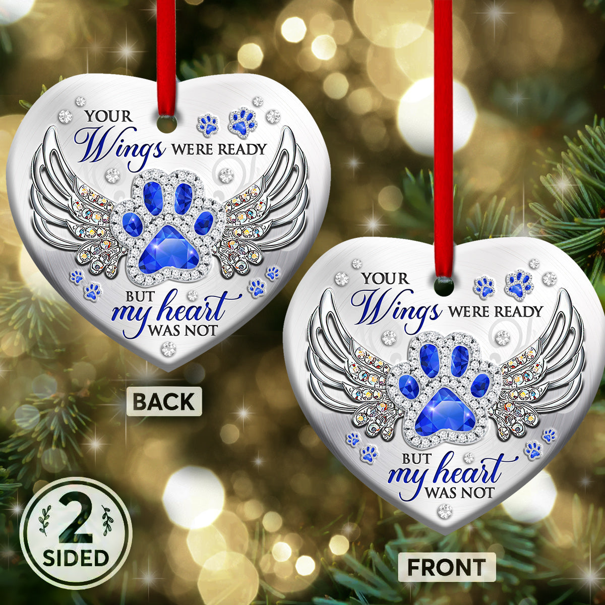 Dog Memorial Jewelry Style Heart Ceramic Ornament - Christmas Ornament - Christmas Gift