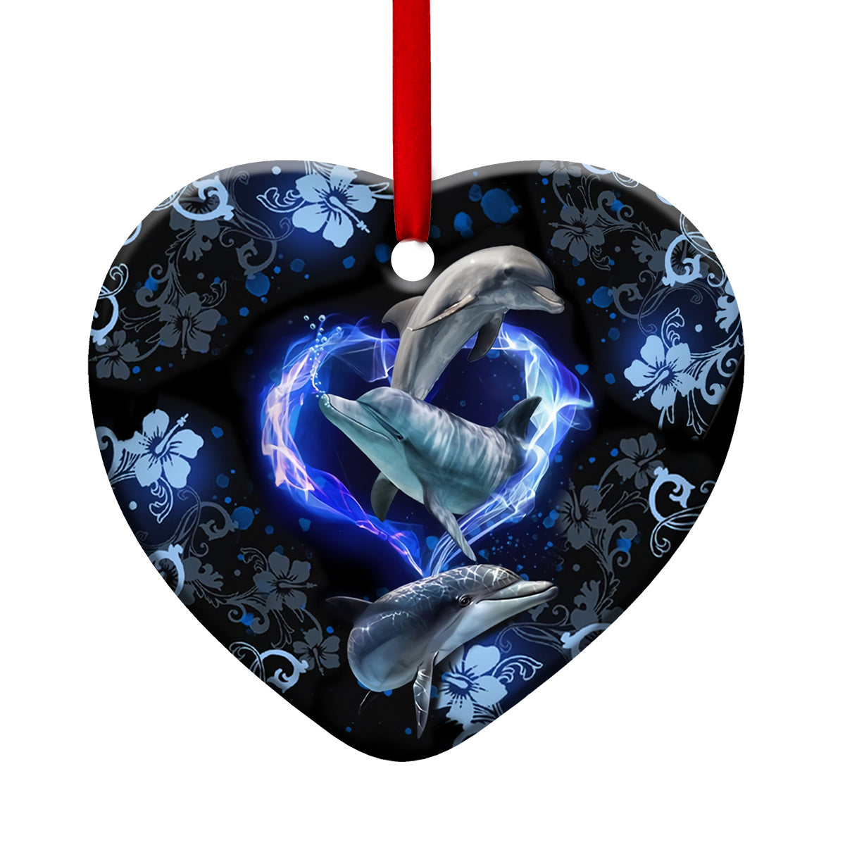 Dolphin Lover Heart Ceramic Ornament - Christmas Ornament - Christmas Gift