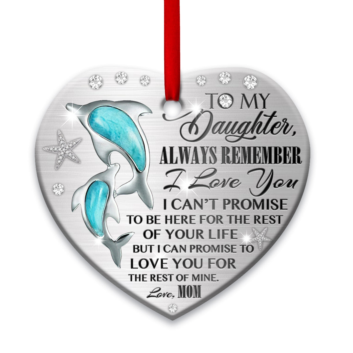 Dolphin Mother Daughter Jewelry Style Heart Ceramic Ornament - Christmas Ornament - Christmas Gift