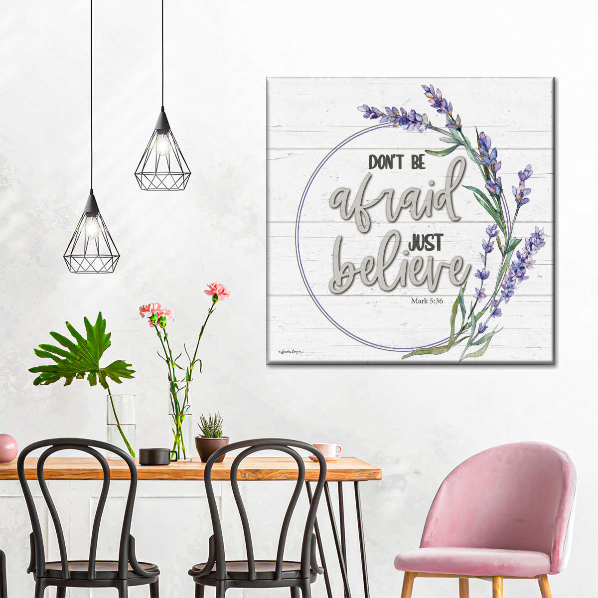 Don't Be Afraid Square Canvas Wall Art - Bible Verse Wall Art Canvas - Religious Wall Hanging