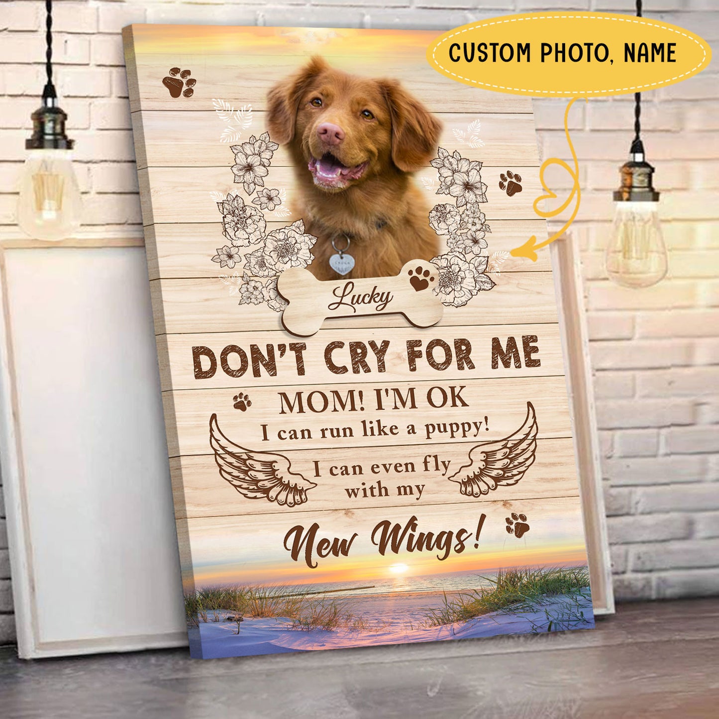 Don't Cry For Me Personalized Pet Memorial Canvas Wall Art - Pet Memorial Gifts