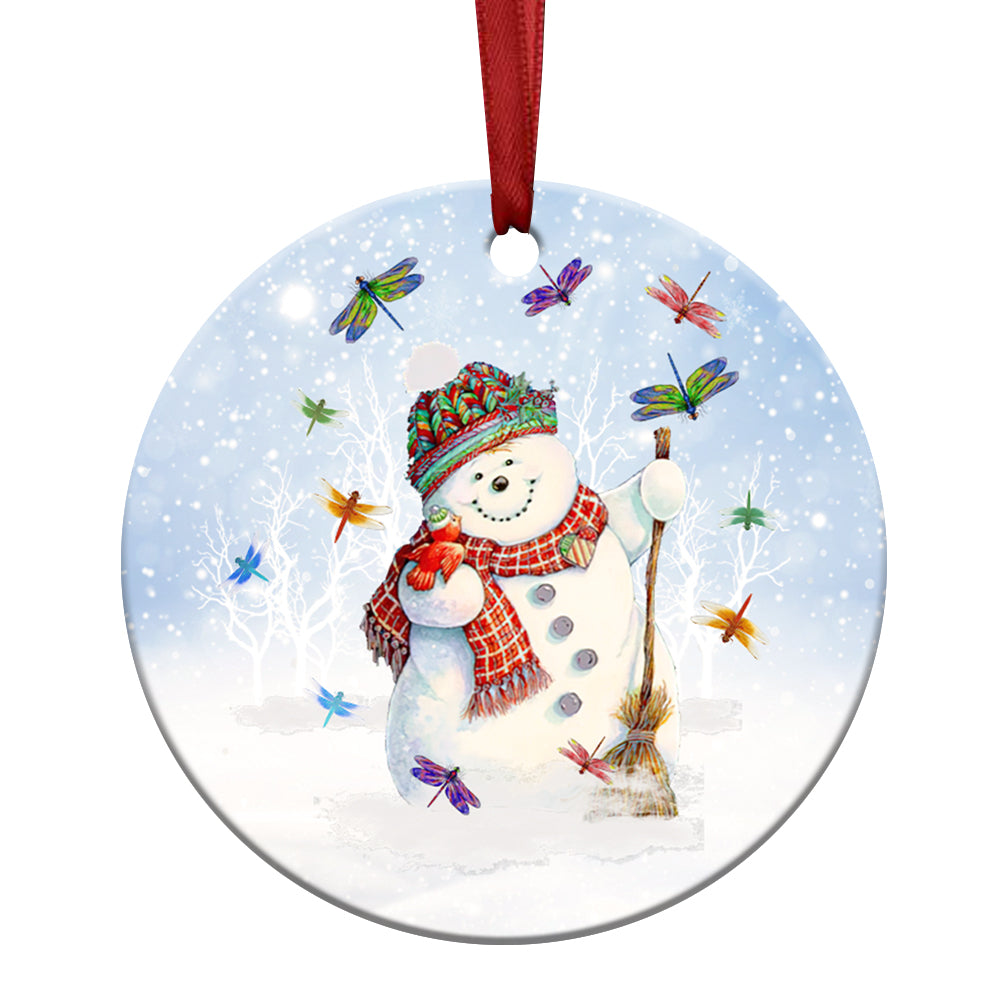 Dragonfly Christmas 3 Ceramic Circle Ornament - Decorative Ornament - Christmas Ornament