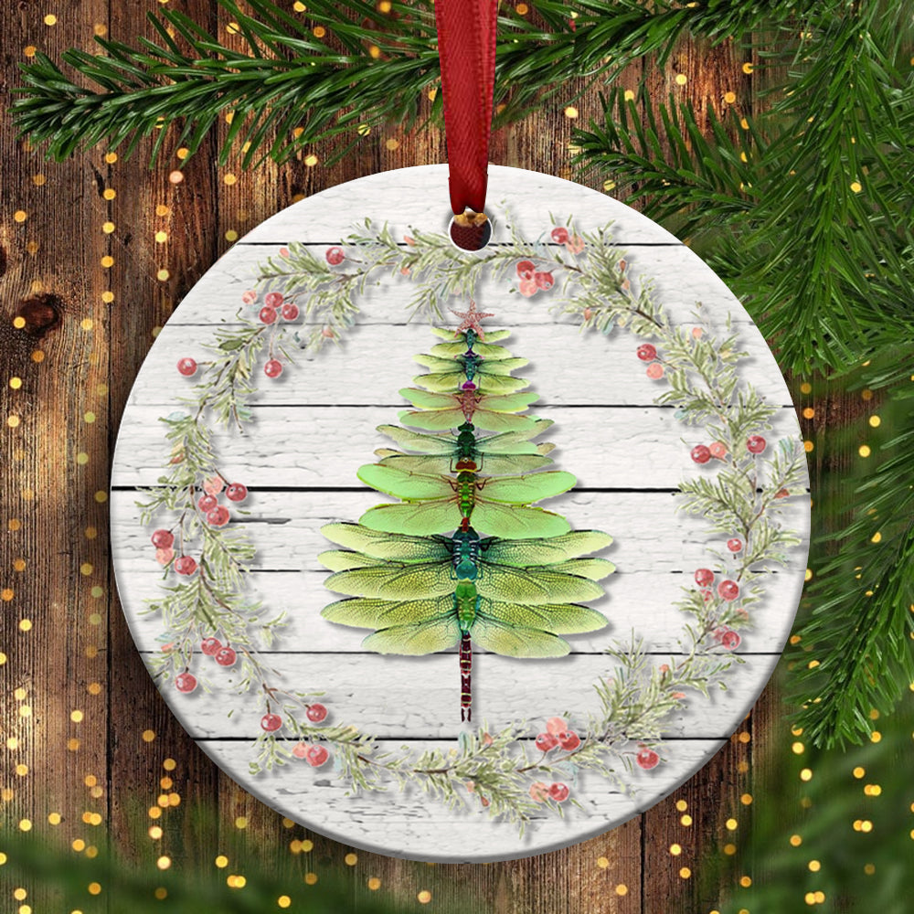 Dragonfly Christmas Circle Ornament - Christmas Ornament - Ciaocustom