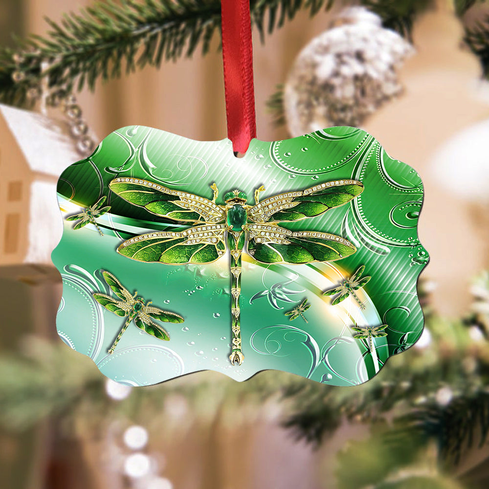 Dragonfly Emerald Style Metal Ornament - Christmas Ornament - Christmas Gift
