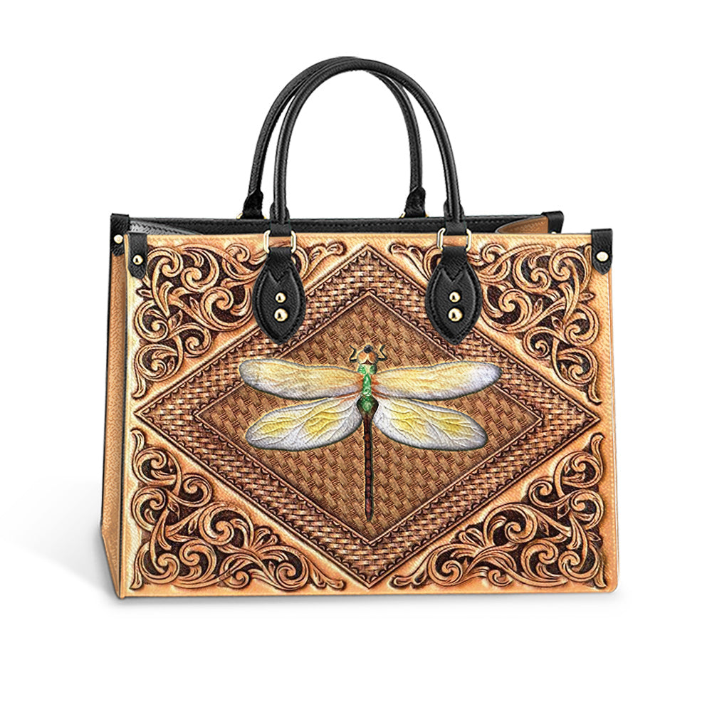 Dragonfly Flowers Lover Leather Bag - Gifts Dragonfly Lovers - Women's Pu Leather Bag