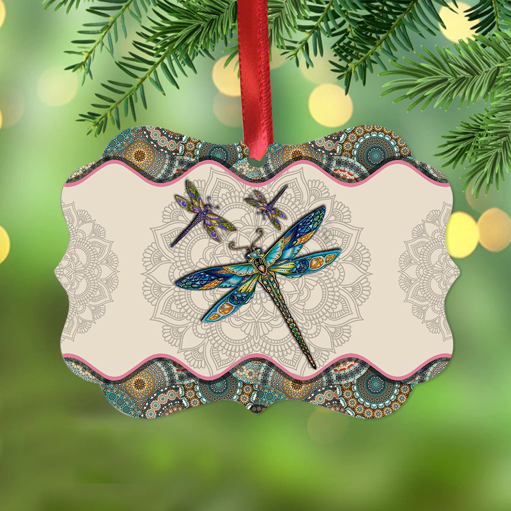 Dragonfly Mandala Metal Ornament - Christmas Ornament - Christmas Gift