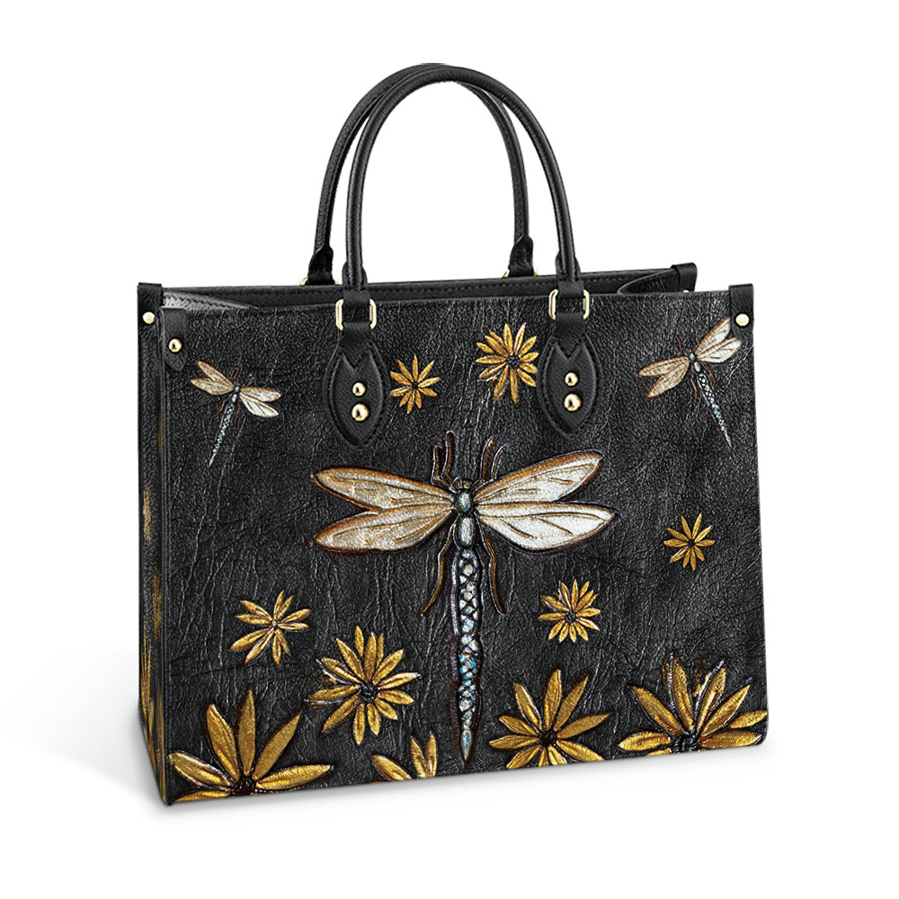Dragonfly Sunflowers 1 Leather Bag - Gifts Dragonfly Lovers - Women's Pu Leather Bag