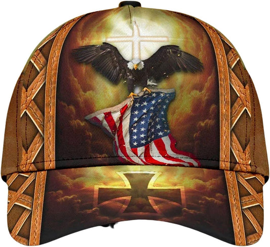 Eagle With One Nation Under God All Over Print Baseball Cap - Christian Hats For Men Women