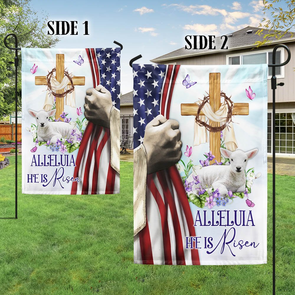 Easter Cross Resurrection Of Jesus He Is Risen Flag - Religious Easter House Flags - Christian Flag